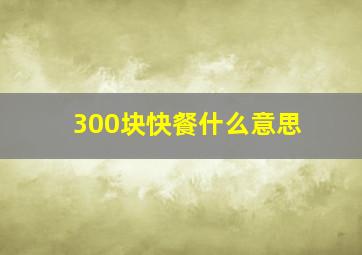 300块快餐什么意思