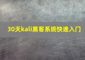 30天kali黑客系统快速入门