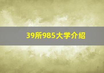 39所985大学介绍