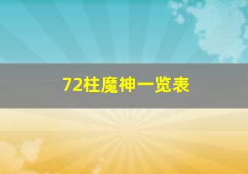 72柱魔神一览表