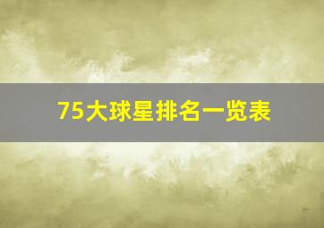 75大球星排名一览表