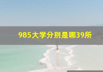 985大学分别是哪39所