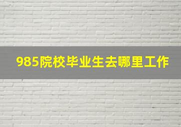 985院校毕业生去哪里工作