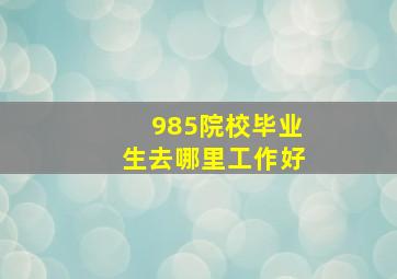 985院校毕业生去哪里工作好