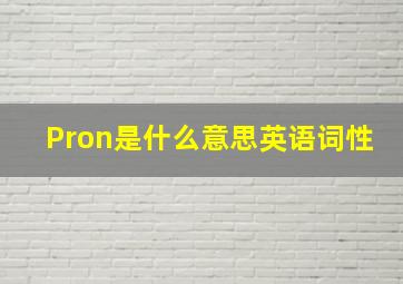 Pron是什么意思英语词性