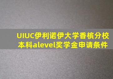 UIUC伊利诺伊大学香槟分校本科alevel奖学金申请条件