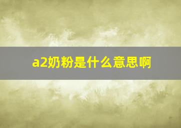 a2奶粉是什么意思啊