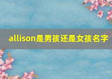 allison是男孩还是女孩名字