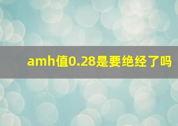 amh值0.28是要绝经了吗