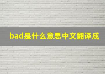 bad是什么意思中文翻译成