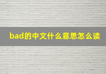 bad的中文什么意思怎么读