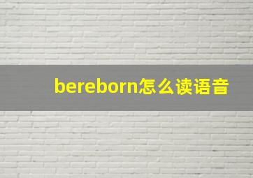 bereborn怎么读语音