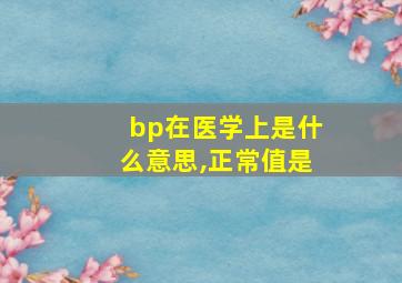 bp在医学上是什么意思,正常值是