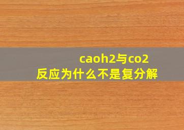 caoh2与co2反应为什么不是复分解