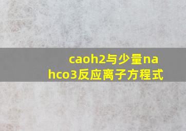 caoh2与少量nahco3反应离子方程式