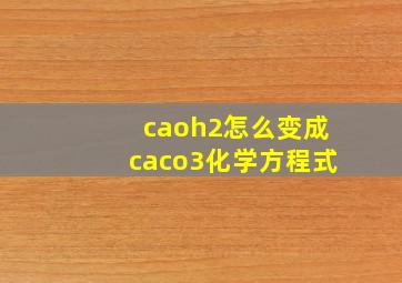 caoh2怎么变成caco3化学方程式