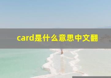 card是什么意思中文翻