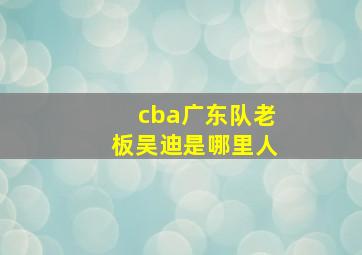 cba广东队老板吴迪是哪里人