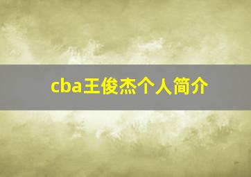 cba王俊杰个人简介