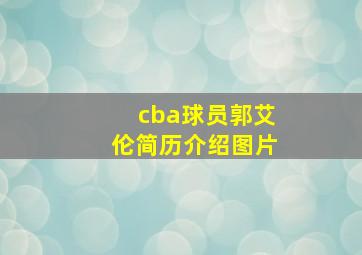 cba球员郭艾伦简历介绍图片