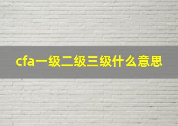 cfa一级二级三级什么意思