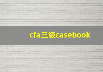 cfa三级casebook