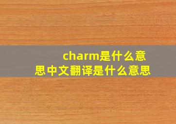 charm是什么意思中文翻译是什么意思