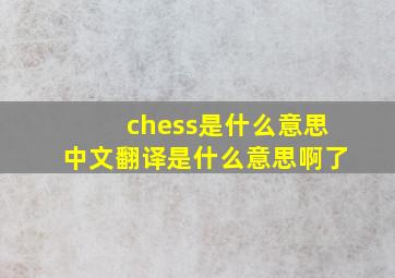 chess是什么意思中文翻译是什么意思啊了