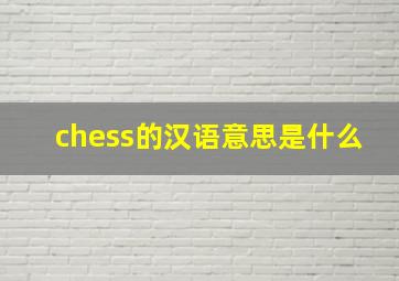 chess的汉语意思是什么