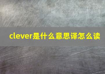 clever是什么意思译怎么读