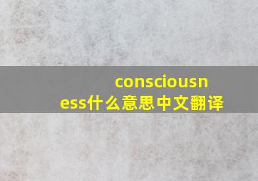 consciousness什么意思中文翻译