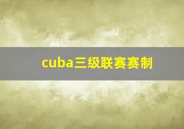 cuba三级联赛赛制