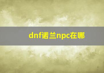 dnf诺兰npc在哪