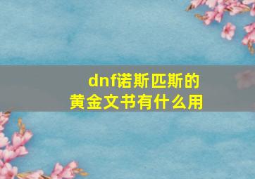 dnf诺斯匹斯的黄金文书有什么用