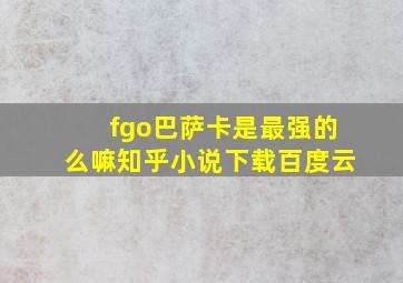 fgo巴萨卡是最强的么嘛知乎小说下载百度云