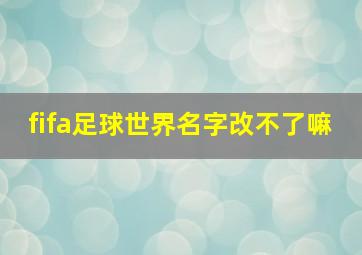 fifa足球世界名字改不了嘛