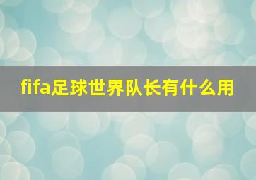 fifa足球世界队长有什么用