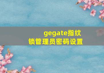 gegate指纹锁管理员密码设置