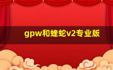 gpw和蝰蛇v2专业版