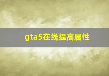 gta5在线提高属性