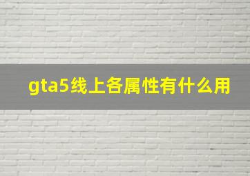 gta5线上各属性有什么用