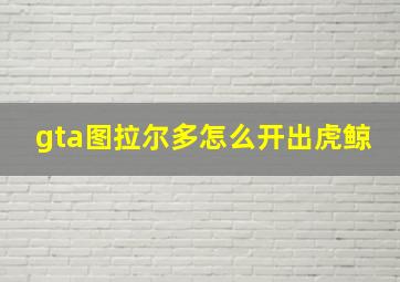 gta图拉尔多怎么开出虎鲸