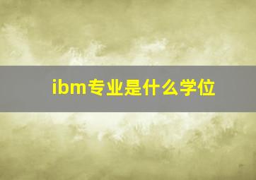 ibm专业是什么学位