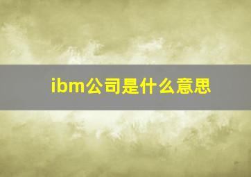 ibm公司是什么意思