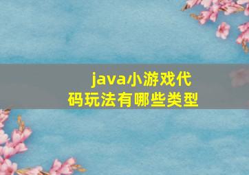 java小游戏代码玩法有哪些类型