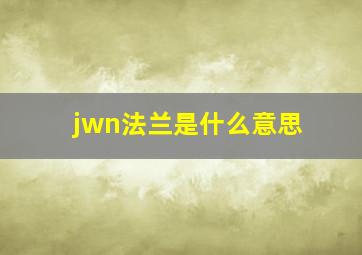 jwn法兰是什么意思