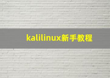 kalilinux新手教程