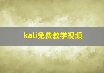 kali免费教学视频