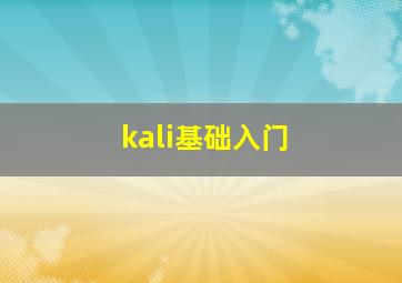 kali基础入门