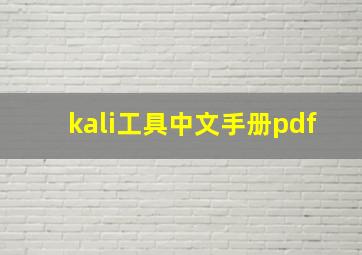 kali工具中文手册pdf